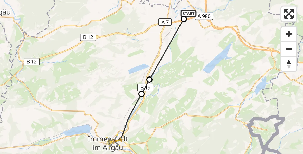 Flugroute Rettungshubschrauber Kempten-Durach Flugplatz - Immenstadt i.Allgäu, 03 Juni 2026, 08:18