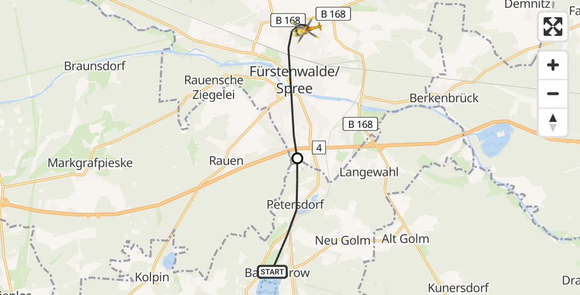 Flugroute Rettungshubschrauber Bad Saarow - Fürstenwalde/Spree, 03 Juni 2026, 08:26