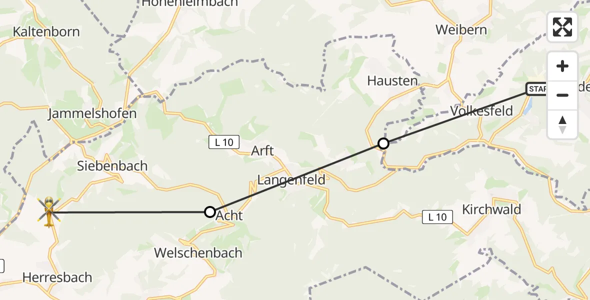 Flugroute Ambulanzhubschrauber Rieden - Herresbach, 03 Juni 2026, 08:41