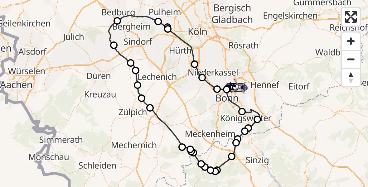 Flugroute Polizeihubschrauber Sankt Augustin - Sankt Augustin, 03 Juni 2026, 08:41