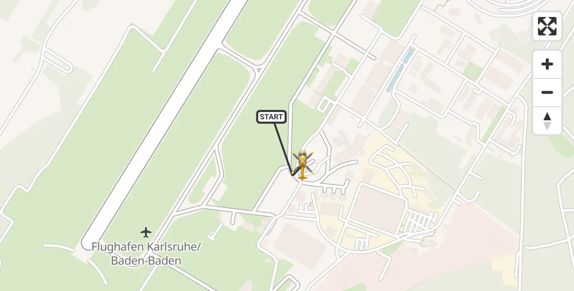Flugroute Ambulanzhubschrauber Karlsruhe Baden-Baden Flughafen - Karlsruhe Baden-Baden Flughafen, 03 Juni 2026, 08:43