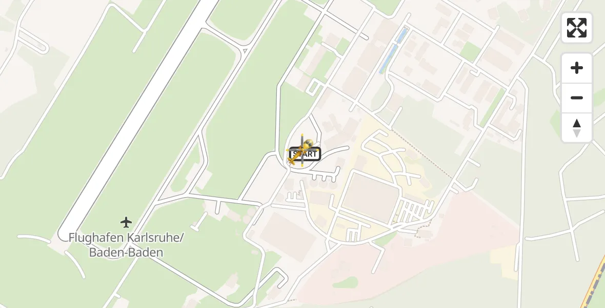 Flugroute Ambulanzhubschrauber Karlsruhe Baden-Baden Flughafen - Karlsruhe Baden-Baden Flughafen, 03 Juni 2026, 08:51