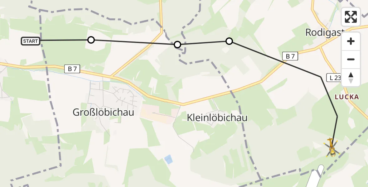 Flugroute Rettungshubschrauber Jena - Bürgel, 03 Juni 2026, 09:02