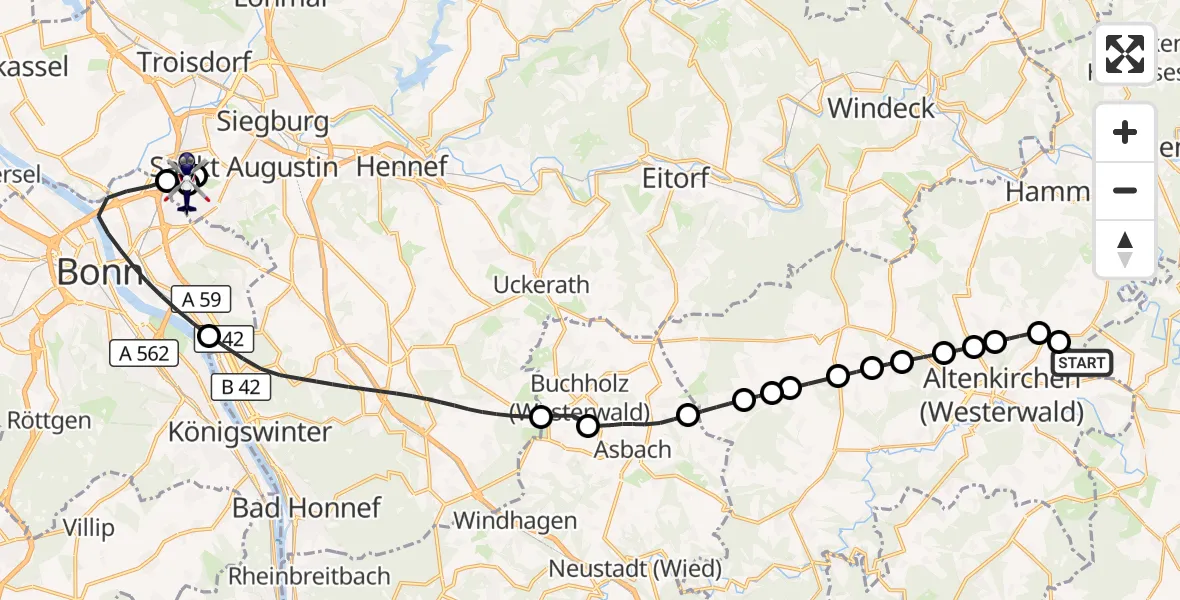 Flugroute Polizeihubschrauber Sörth - Sankt Augustin, 03 Juni 2026, 09:09