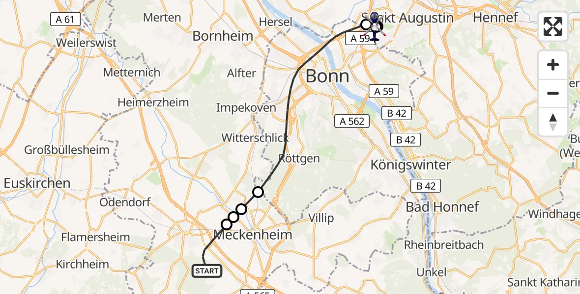 Flugroute Polizeihubschrauber Rheinbach - Sankt Augustin, 03 Juni 2026, 09:17