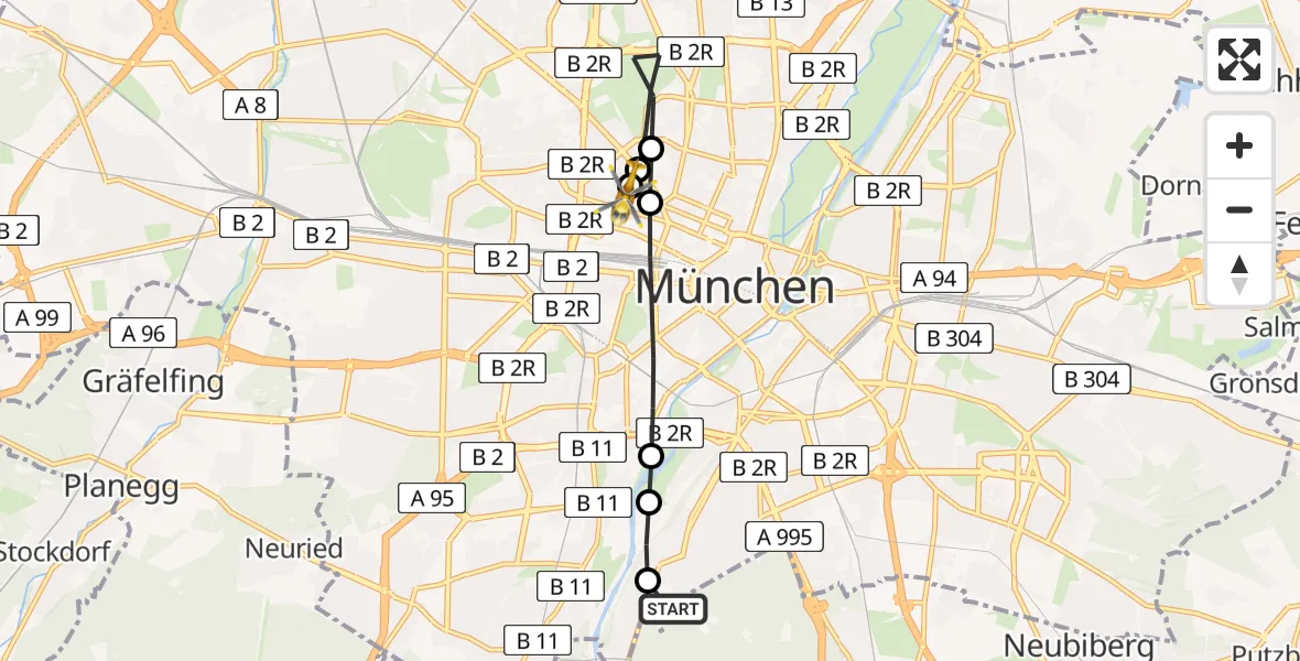 Flugroute Rettungshubschrauber ADAC Air Rescue Center Hubschrauberlandeplatz (Christoph 1) - Deutsches Herzzentrum München, 03 Juni 2026, 09:22
