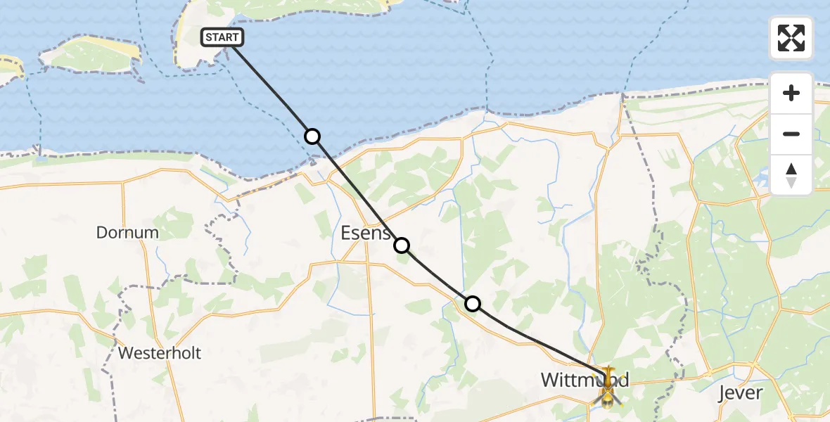 Flugroute Ambulanzhubschrauber Noordzee - Wittmund, 03 Juni 2026, 09:38