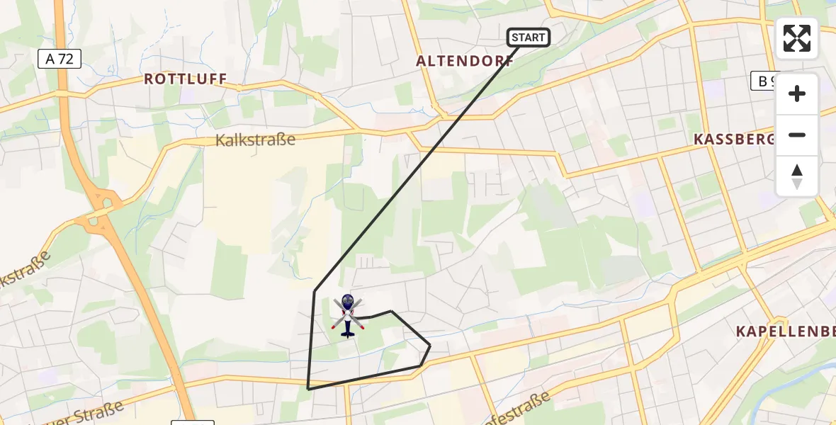 Flugroute Polizeihubschrauber Chemnitz - Chemnitz, 03 Juni 2026, 10:44