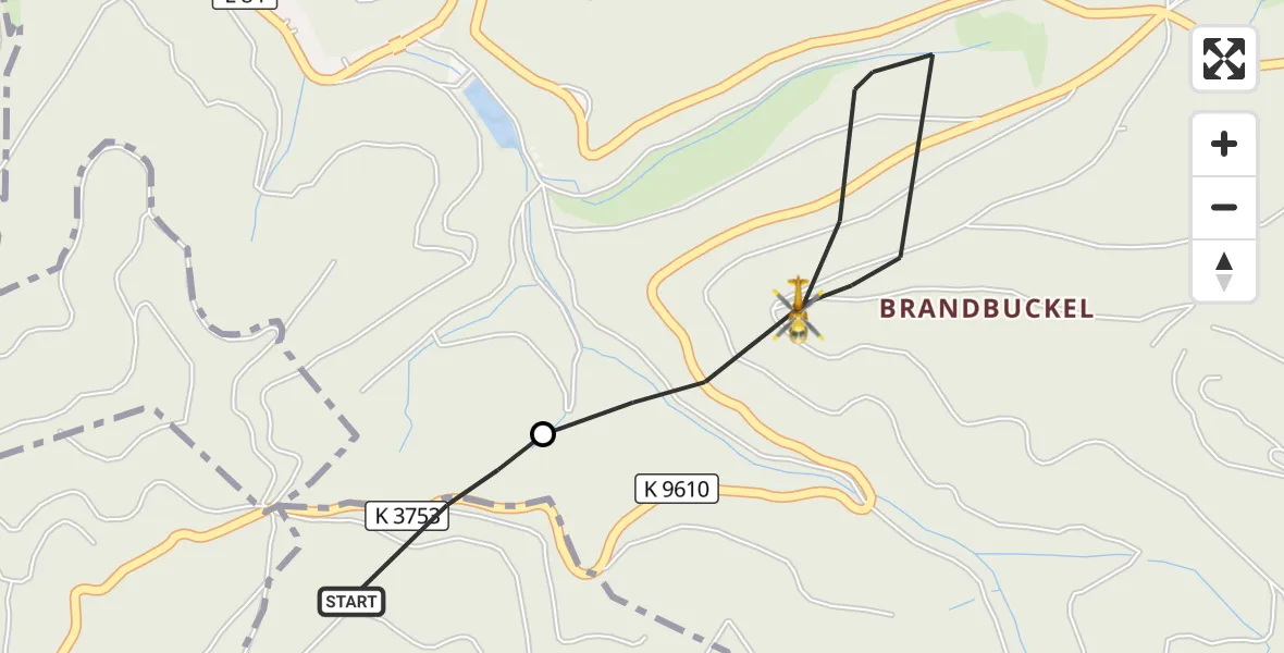 Flugroute Ambulanzhubschrauber Bühl - Baden-Baden, 03 Juni 2026, 10:59