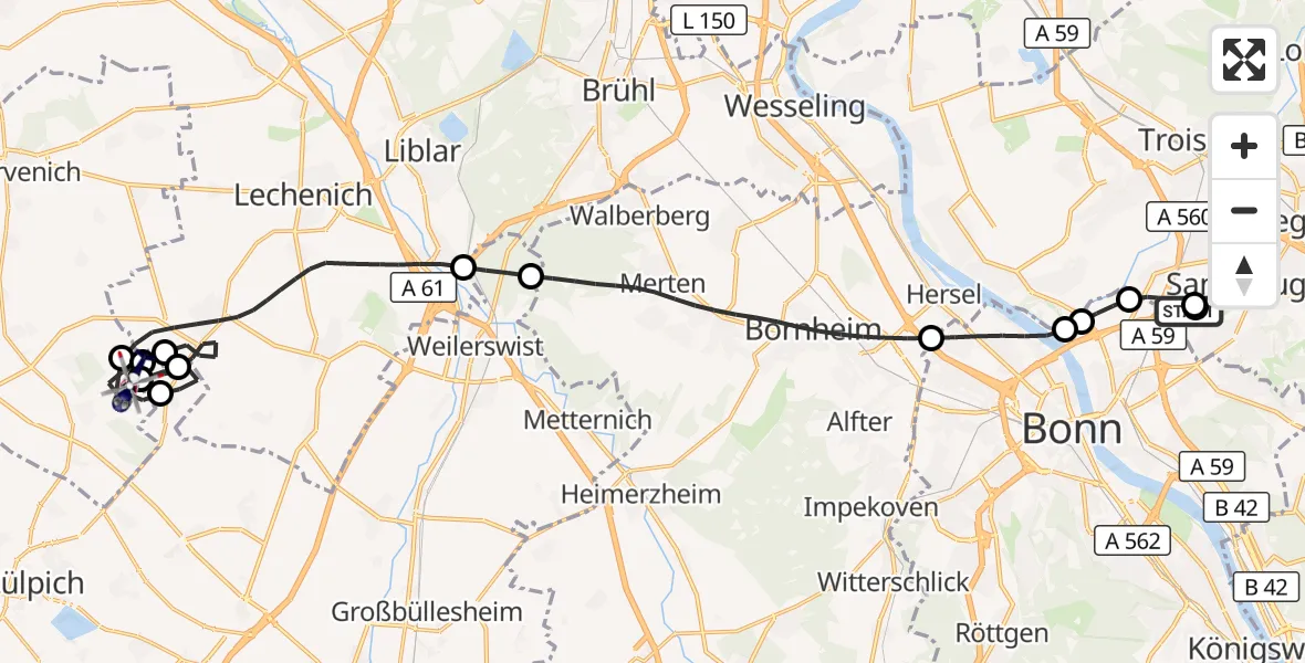 Flugroute Polizeihubschrauber Sankt Augustin - Vettweiß, 03 Juni 2026, 11:08