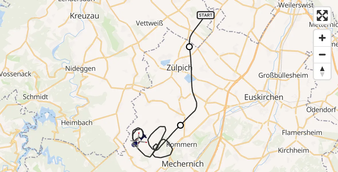 Flugroute Polizeihubschrauber Vettweiß - Mechernich, 03 Juni 2026, 11:43