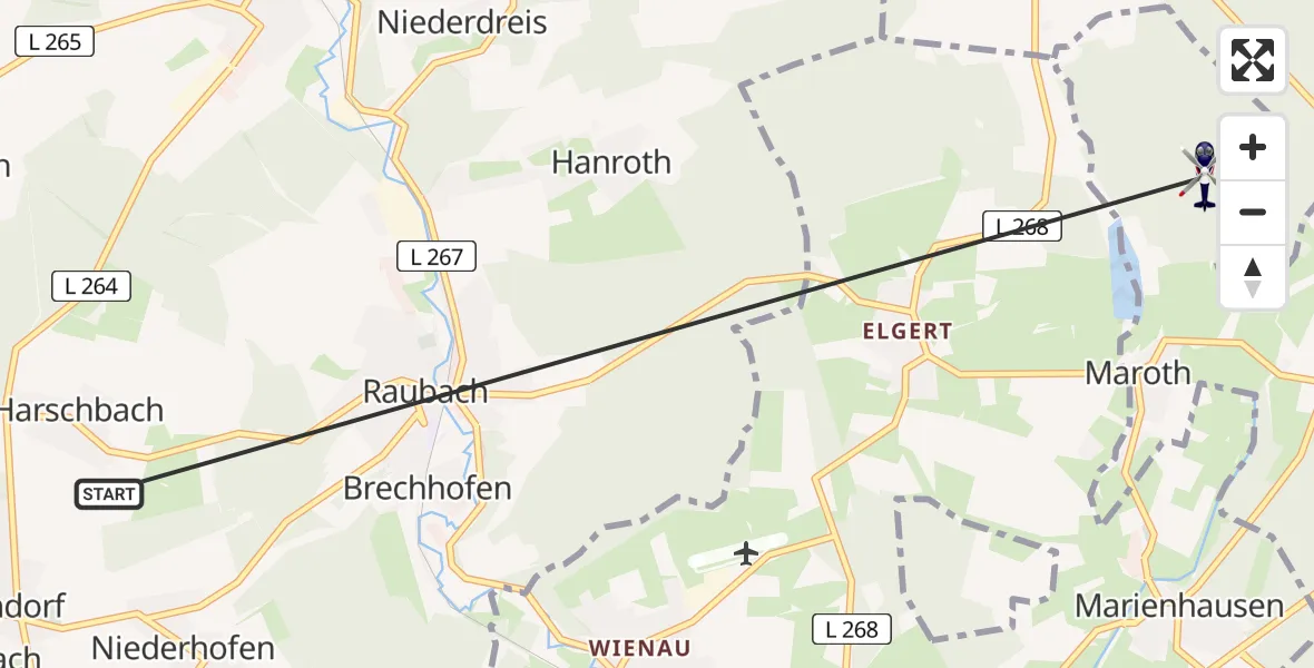 Flugroute Polizeihubschrauber Harschbach - Maroth, 03 Juni 2026, 11:47