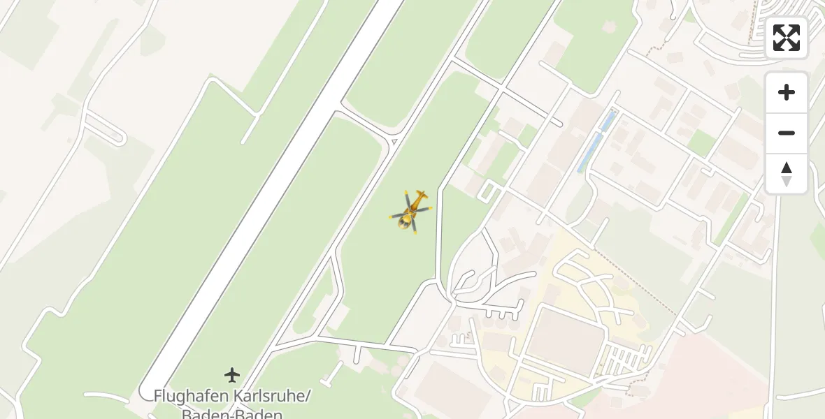 Flugroute Ambulanzhubschrauber Karlsruhe Baden-Baden Flughafen - Karlsruhe Baden-Baden Flughafen, 03 Juni 2026, 12:02