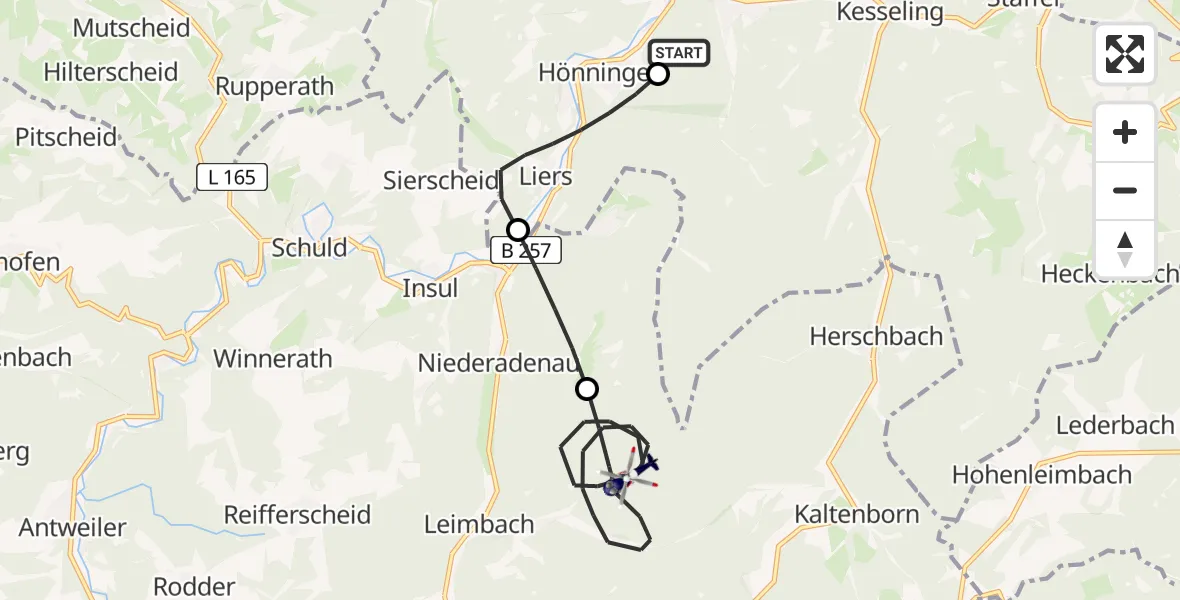 Flugroute Polizeihubschrauber Ahrbrück - Leimbach, 03 Juni 2026, 12:07