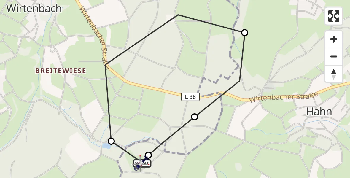 Flugroute Polizeihubschrauber Waldbröl - Waldbröl, 03 Juni 2026, 12:15