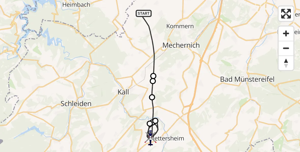 Flugroute Polizeihubschrauber Mechernich - Nettersheim, 03 Juni 2026, 12:24