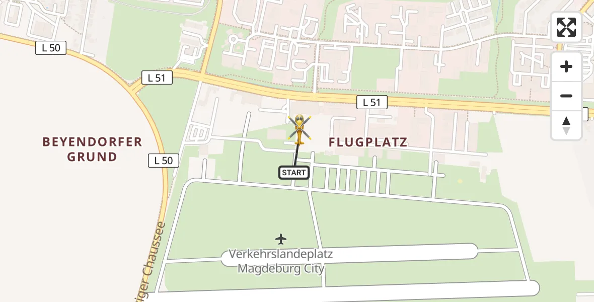 Flugroute Rettungshubschrauber Magdeburg City Flugplatz - Magdeburg City Flugplatz, 03 Juni 2026, 15:22