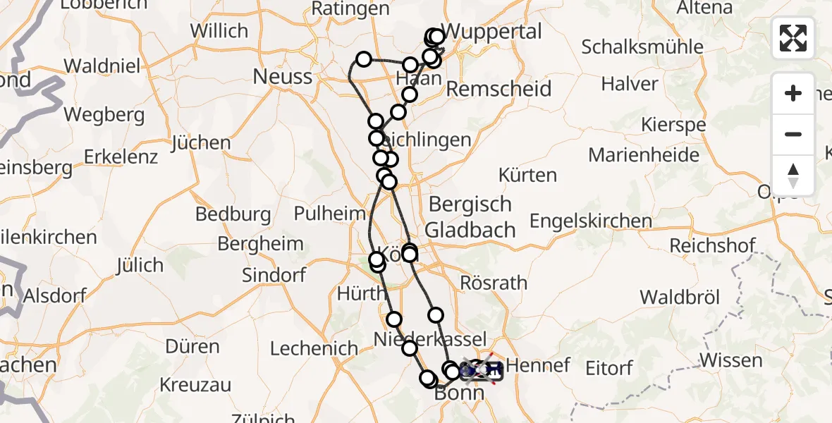 Flugroute Polizeihubschrauber Sankt Augustin - Sankt Augustin, 03 Juni 2026, 19:13