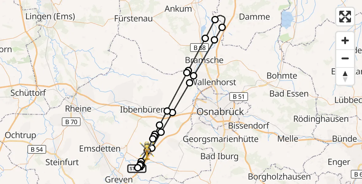 Flugroute Ambulanzhubschrauber Christoph  Westfalen-ADAC - Ladbergen, 03 Juni 2026, 19:39