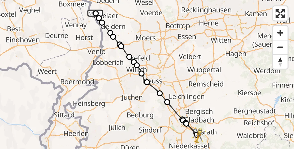 Flugroute Rettungshubschrauber Weeze Flughafen - Köln Bonn Flughafen, 03 Juni 2026, 19:48