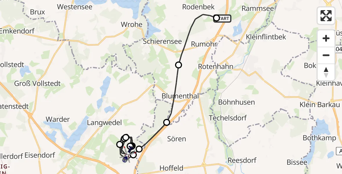 Flugroute Polizeihubschrauber Mielkendorf - Dätgen, 03 Juni 2026, 20:27