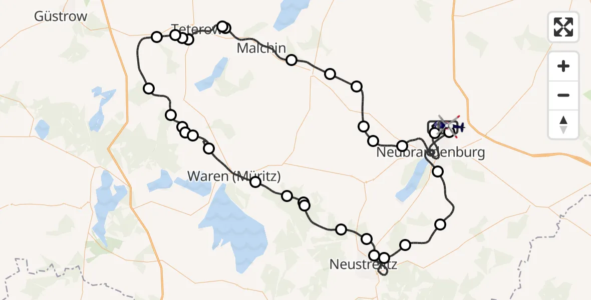 Flugroute Polizeihubschrauber Neubrandenburg Trollenhagen Flughafen - Neubrandenburg Trollenhagen Flughafen, 04 Juni 2026, 03:56