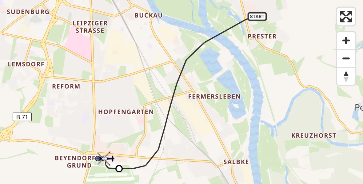 Flugroute Polizeihubschrauber Magdeburg - Magdeburg, 04 Juni 2026, 06:22