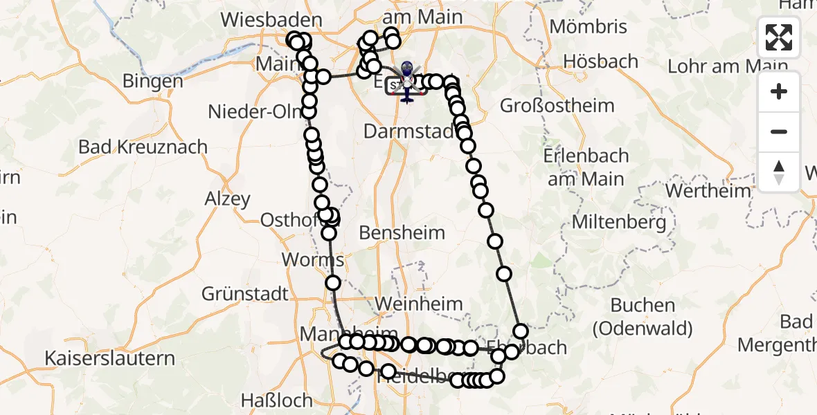 Flugroute Polizeihubschrauber Flughafen Frankfurt-Egelsbach - Flughafen Frankfurt-Egelsbach, 04 Juni 2026, 07:21