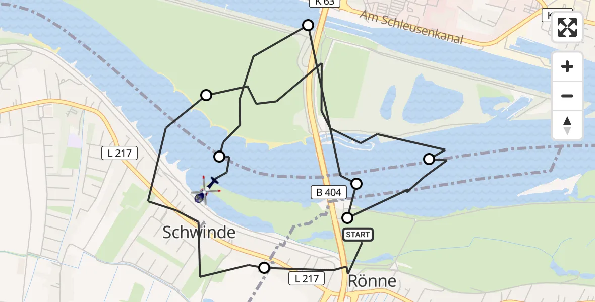 Flugroute Polizeihubschrauber Marschacht - Drage, 04 Juni 2026, 08:14