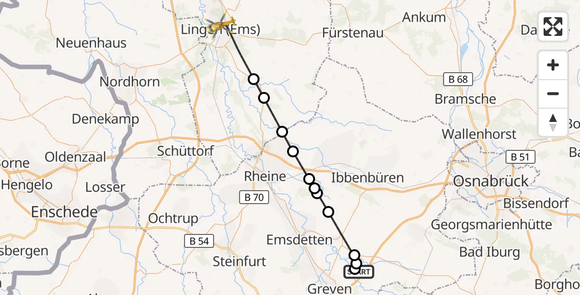 Flugroute Ambulanzhubschrauber Christoph  Westfalen-ADAC - Lingen (Ems), 04 Juni 2026, 08:23