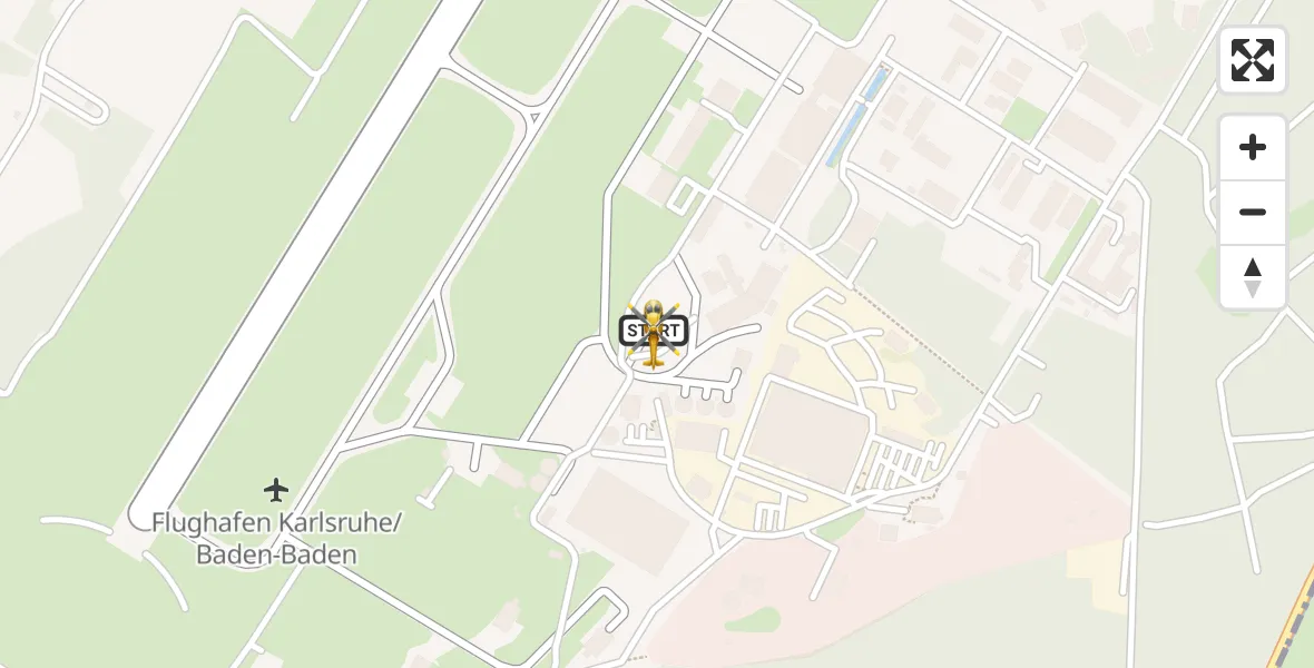 Flugroute Ambulanzhubschrauber Karlsruhe Baden-Baden Flughafen - Karlsruhe Baden-Baden Flughafen, 04 Juni 2026, 08:33