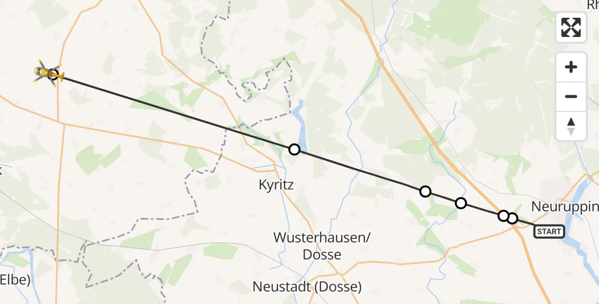 Flugroute Rettungshubschrauber Neuruppin - Plattenburg, 04 Juni 2026, 08:48