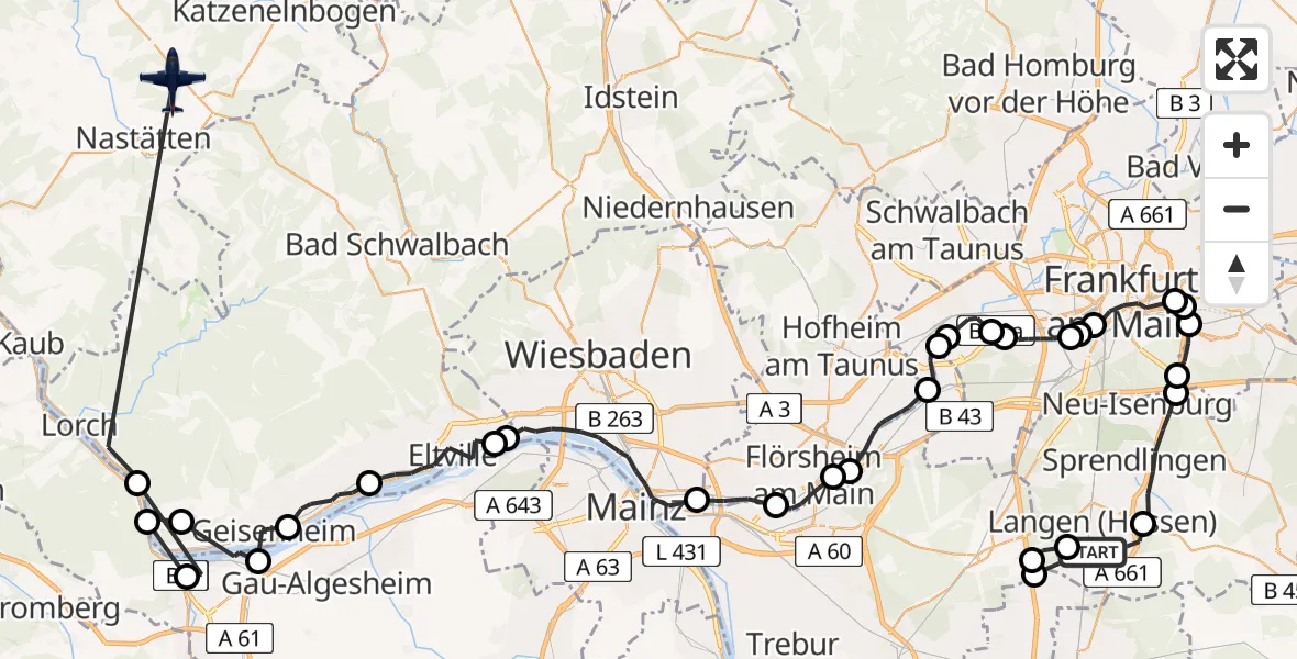 Flugroute Polizeiflugzeug Langen (Hessen) - Bettendorf, 04 Juni 2026, 09:28