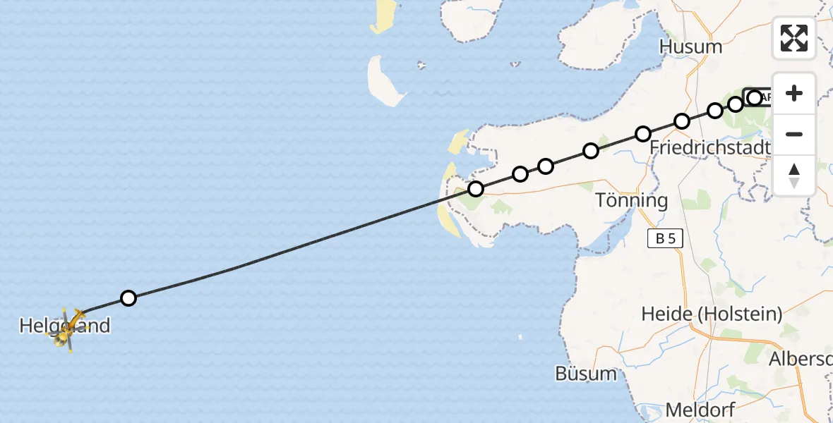 Flugroute Ambulanzhubschrauber Winnert - North Sea, 04 Juni 2026, 09:41