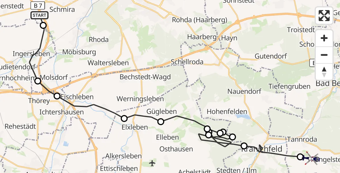 Flugroute Polizeihubschrauber Erfurt - Bad Berka, 04 Juni 2026, 09:49