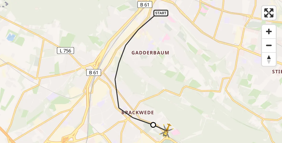 Flugroute Rettungshubschrauber Bielefeld - Luftrettungszentrum Bielefeld, 04 Juni 2026, 10:14