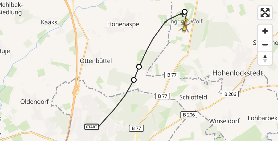 Flugroute Rettungshubschrauber Itzehoe - Itzehoe Hungriger Wolf Flugplatz, 04 Juni 2026, 10:29