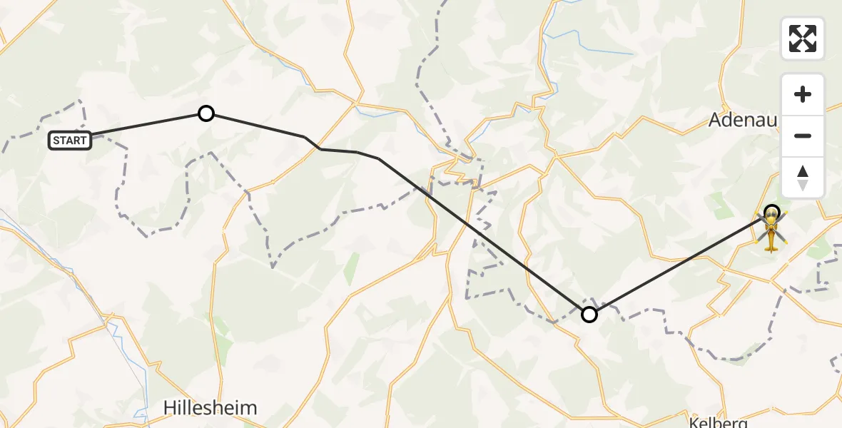 Flugroute Ambulanzhubschrauber Esch - Quiddelbach, 04 Juni 2026, 10:40