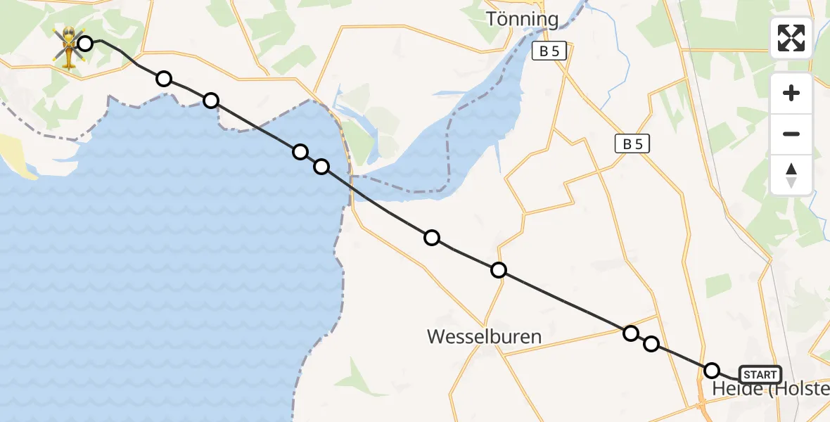 Flugroute Ambulanzhubschrauber Heide - Sankt Peter-Ording Flughafen, 04 Juni 2026, 11:58