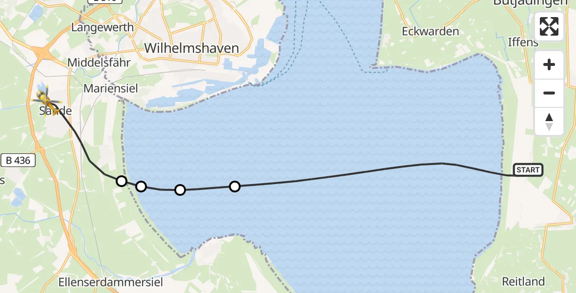 Flugroute Rettungshubschrauber Stadland - Sande, 04 Juni 2026, 12:17