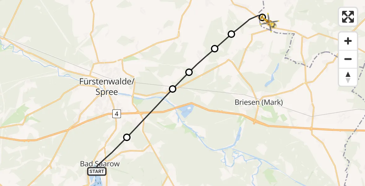 Flugroute Rettungshubschrauber Bad Saarow - Falkenhagen (Mark), 04 Juni 2026, 12:38