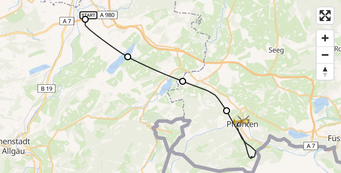 Flugroute Rettungshubschrauber Kempten-Durach Flugplatz - Pfronten, 04 Juni 2026, 13:27