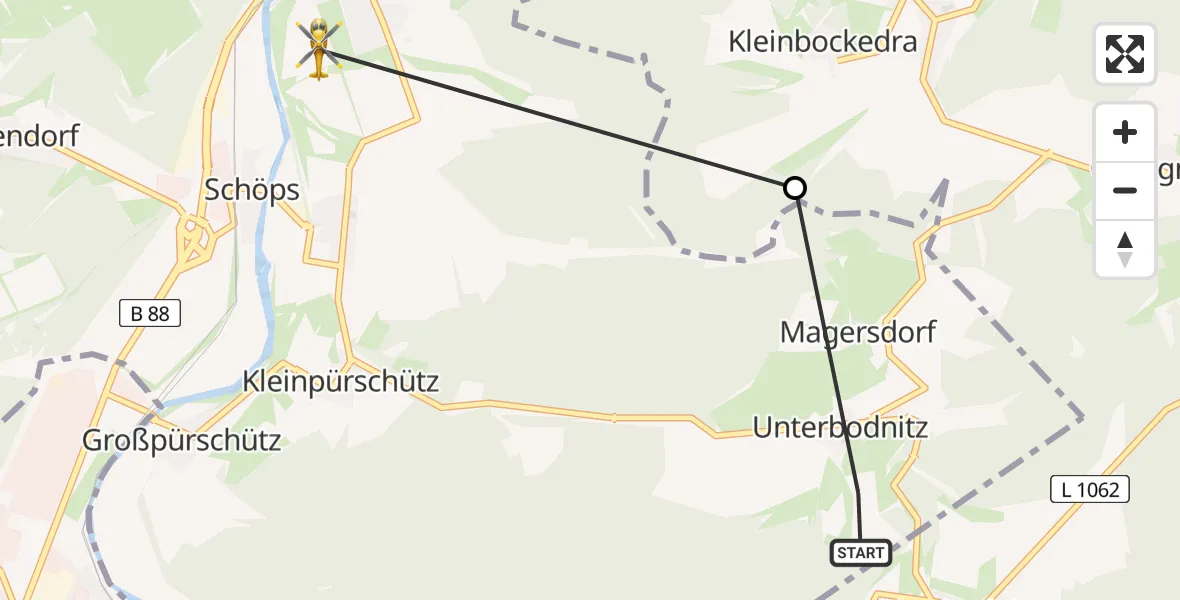 Flugroute Rettungshubschrauber Unterbodnitz - Rothenstein, 04 Juni 2026, 13:48