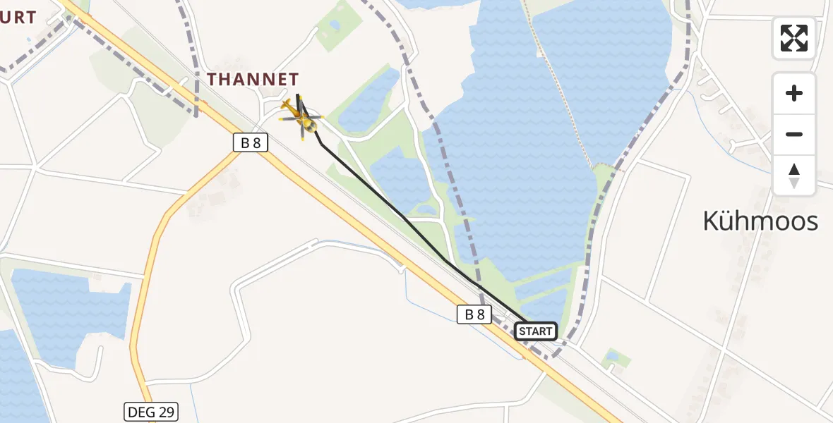 Flugroute Rettungshubschrauber Aholming - Aholming, 04 Juni 2026, 13:53