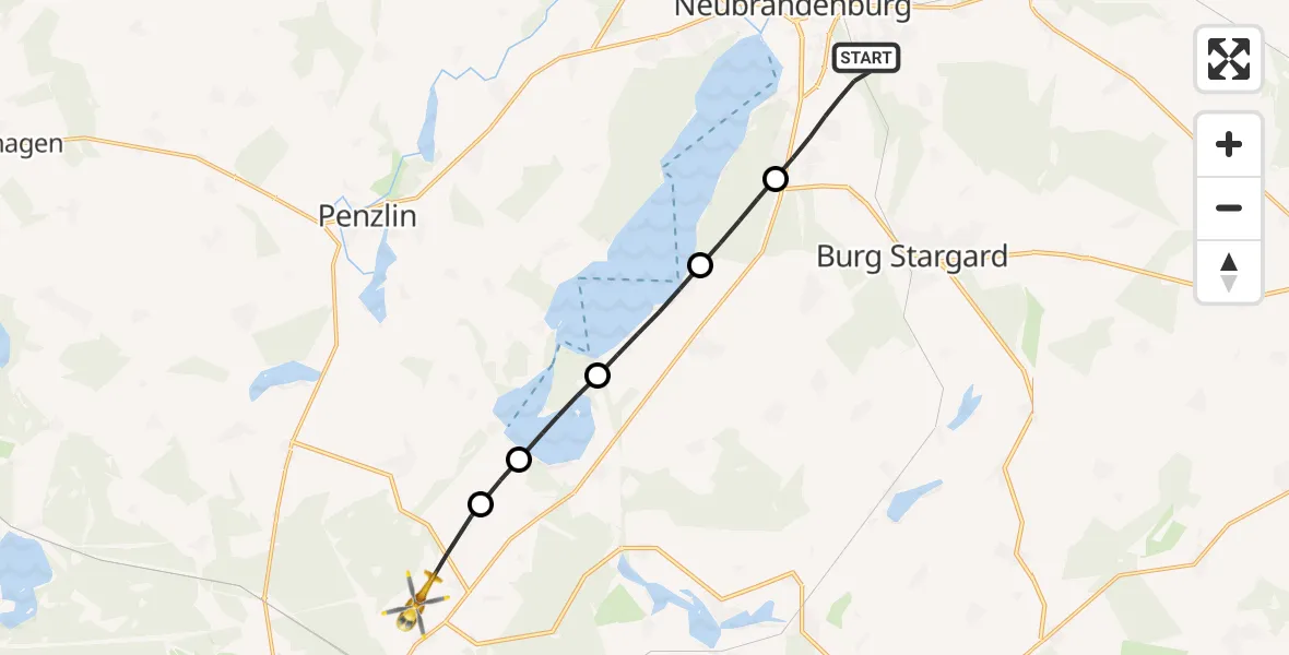 Flugroute Rettungshubschrauber Neubrandenburg - Blumenholz, 04 Juni 2026, 14:25