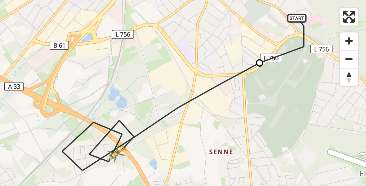 Flugroute Rettungshubschrauber Luftrettungszentrum Bielefeld - Bielefeld, 04 Juni 2026, 14:52