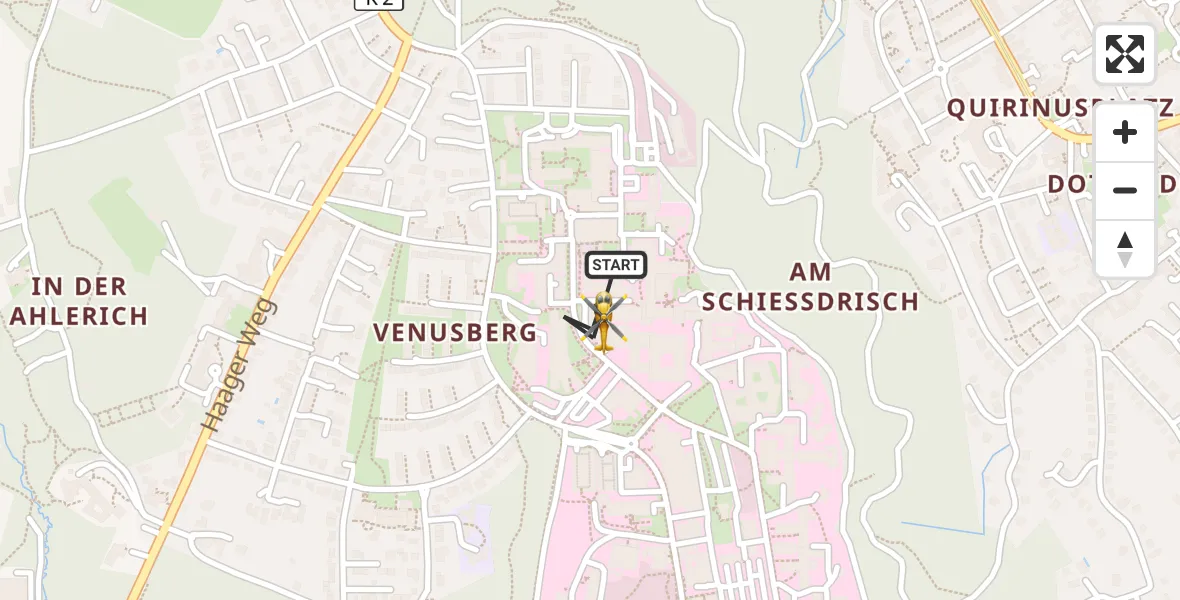 Flugroute Rettungshubschrauber Bonn University Hospital - Bonn University Hospital, 04 Juni 2026, 15:50