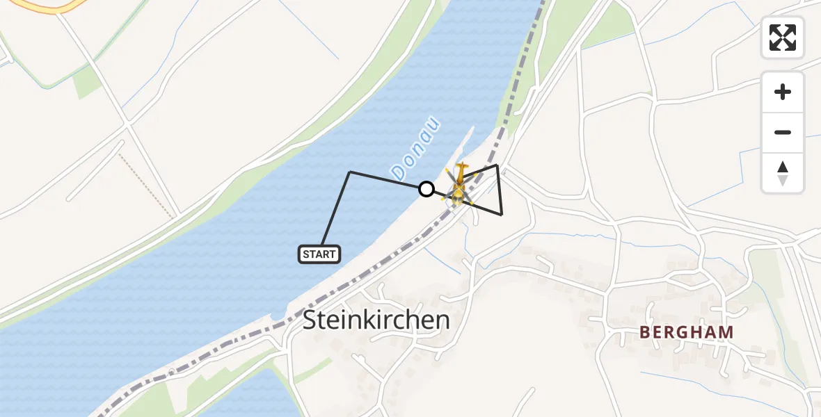 Flugroute Rettungshubschrauber Mariaposching - Stephansposching, 04 Juni 2026, 17:07