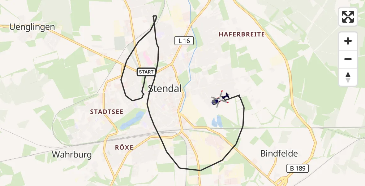 Flugroute Polizeihubschrauber Stendal - Stendal, 04 Juni 2026, 21:48
