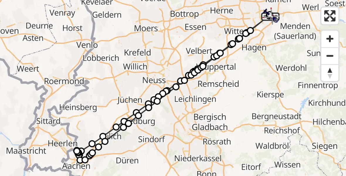 Flugroute Polizeihubschrauber Dortmund Flughafen - Dortmund Flughafen, 04 Juni 2026, 23:50